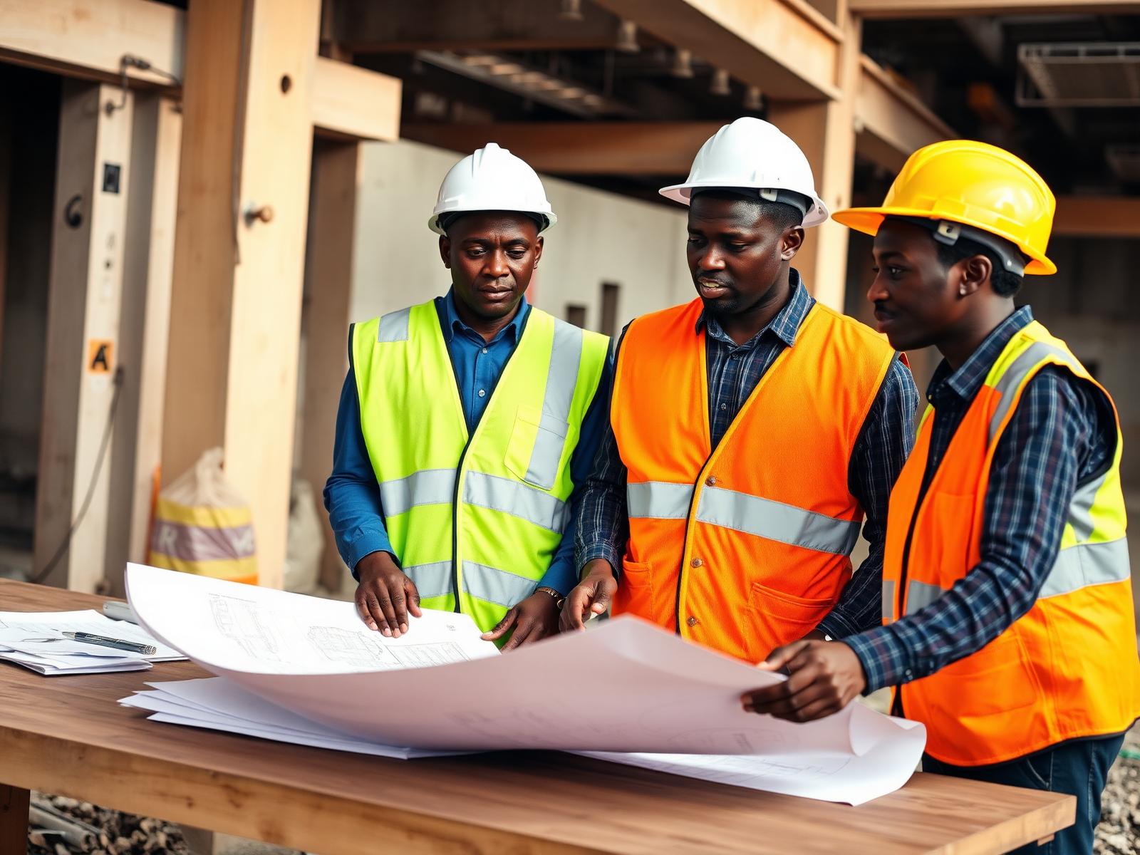 Kingzglobe engineers reviewing project plans on site